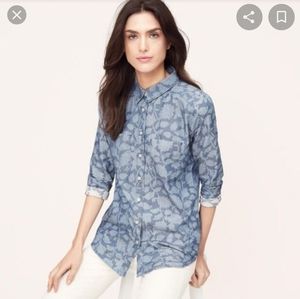Loft Floral Softened Chambray button down …